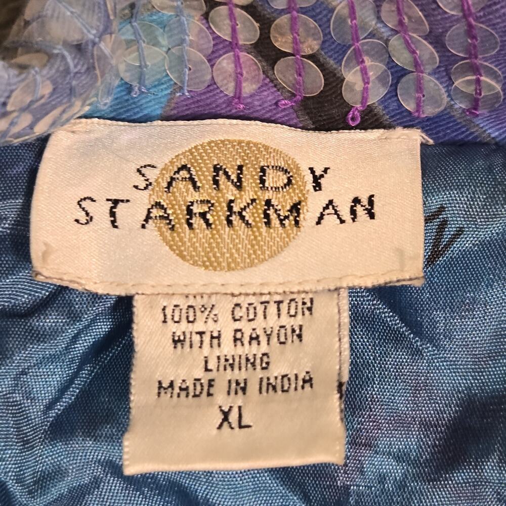 Sandy Starkman Dazzler Sequin Beaded Jacket XL Blue Purple Art to Wear - Picture 3 of 9